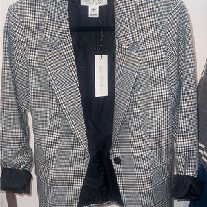 Rachel Zoe Black, White & Brown Glen Plaid Blazer